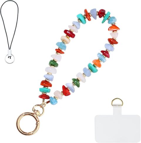 Cute Trendy Beaded Keychain Phonechain for Women,Chunky Acrylic Colorful Fashion Boho Summer Beach Accessories Gifts in Kuwait