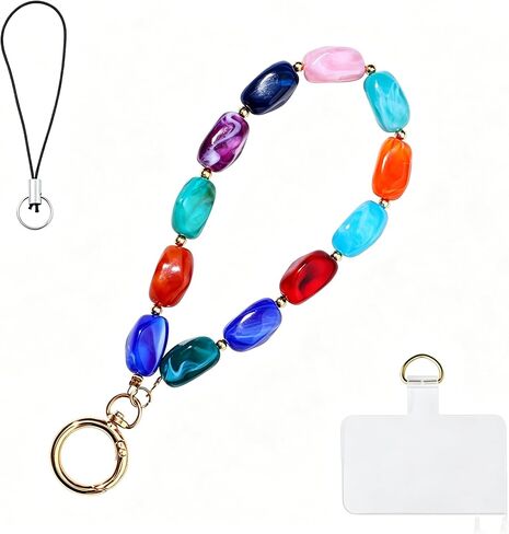 Cute Trendy Beaded Keychain Phonechain for Women,Chunky Acrylic Colorful Fashion Boho Summer Beach Accessories Gifts in Kuwait