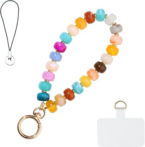 Cute Trendy Beaded Keychain Phonechain for Women,Chunky Acrylic Colorful Fashion Boho Summer Beach Accessories Gifts in Kuwait