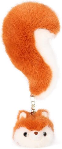 Plush Keychain Cute Big Tail Pendant Keychain Gift - For Women's Handbag Purse Backpack Car Keys in Saudi Arabia