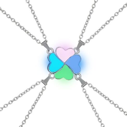 Stainless Steel BFF Friendship Puzzle Pendant Necklace Set, 4-Piece, with Luminous Function in Saudi Arabia
