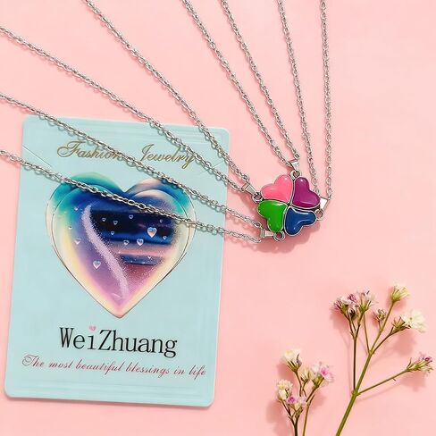 Stainless Steel BFF Friendship Puzzle Pendant Necklace Set, 4-Piece, with Luminous Function in Saudi Arabia