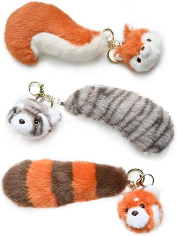 Plush Keychain Cute Big Tail Pendant Keychain Gift - For Women's Handbag Purse Backpack Car Keys in Saudi Arabia