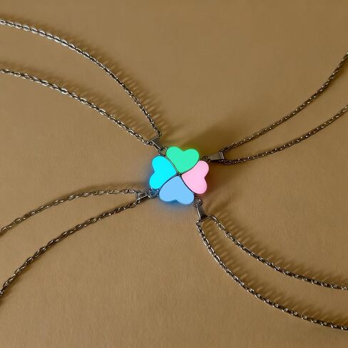 Stainless Steel BFF Friendship Puzzle Pendant Necklace Set, 4-Piece, with Luminous Function in Saudi Arabia