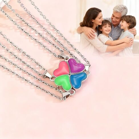 Stainless Steel BFF Friendship Puzzle Pendant Necklace Set, 4-Piece, with Luminous Function in Saudi Arabia