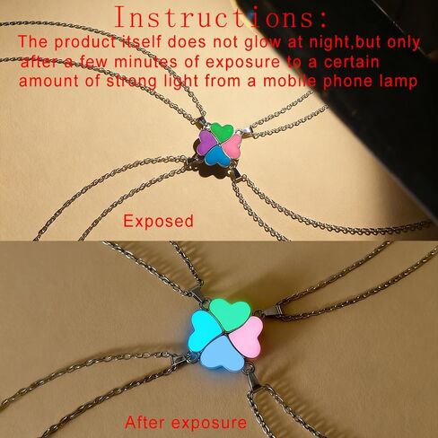 Stainless Steel BFF Friendship Puzzle Pendant Necklace Set, 4-Piece, with Luminous Function in Saudi Arabia