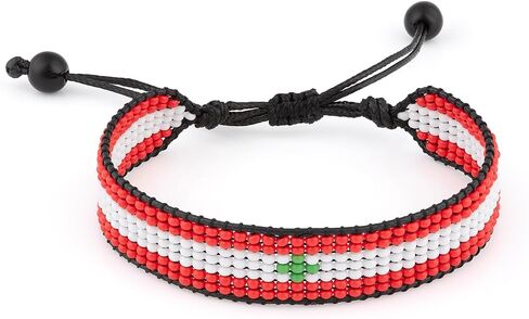 FAHARI Lebanon Flag Bracelet: Handmade Beaded Jewelry | Adjustable & Durable in Kuwait