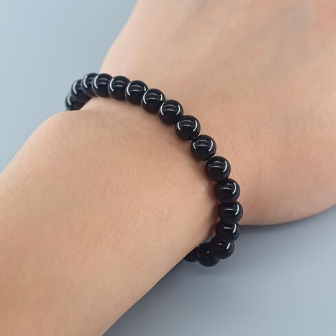 Simple And Elegant Glass Beaded Chain Bracelet, Black, Fashionable And Versatile Accessory For Men in Kuwait