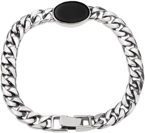 Stylish Black Oval Chain Bracelet Men's Fashion Charm Jewelry Punk Casual Party Jewelry Gift in Kuwait
