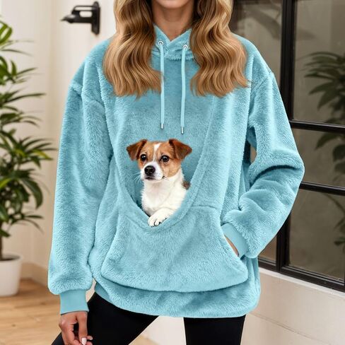 Oversized Hoodie With Dog Pouch Fleece Sharpa Pet Hoodies Carrier Large Pocket Hooded Sweatshirt For Puppy Dogs Holder in Kuwait