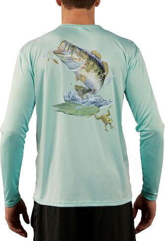 Skiff Life Large Mouth Bass Fishing Shirt - Long Sleeve Men's Fishing Shirt Moisture Wick 50+ UPF Fabric Bass Pro Shop in Saudi Arabia