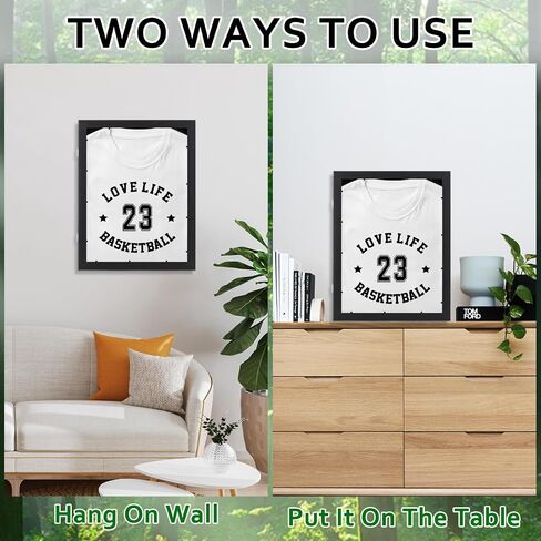 2 PCS 18" x 14" T Shirt Display Frame, Usable Space Shadow Box, Black Wood T-Shirt Frame with Uv Protection Acrylic for Football Baseball Basketball Jerseys in Saudi Arabia