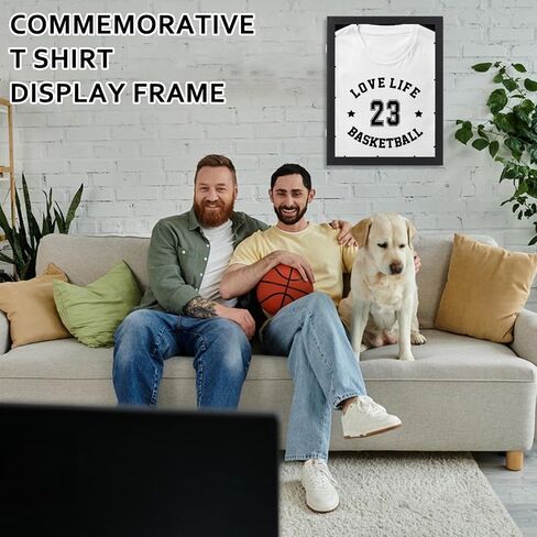 2 PCS 18" x 14" T Shirt Display Frame, Usable Space Shadow Box, Black Wood T-Shirt Frame with Uv Protection Acrylic for Football Baseball Basketball Jerseys in Saudi Arabia