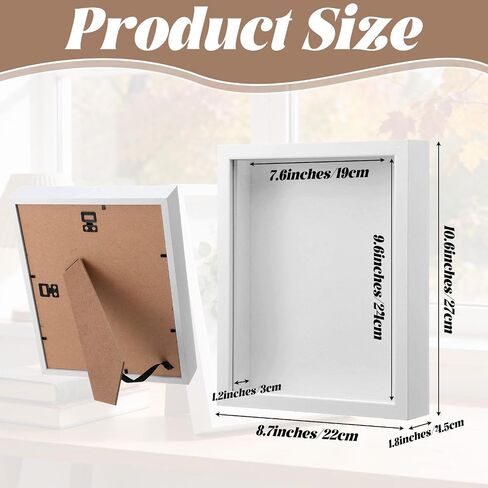 4PCS Shadow Box Frames, 8x10 inch Wood Deep Shadowbox, 3D Picture Frame Display Cases for Memorabilia Baby Items Wedding Memories Crafts Tickets and Photos(White) in Saudi Arabia