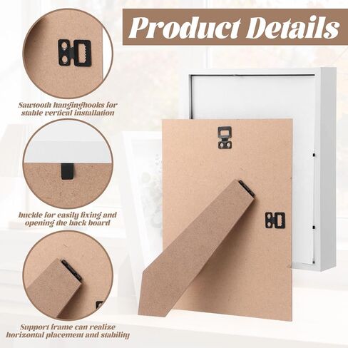 4PCS Shadow Box Frames, 8x10 inch Wood Deep Shadowbox, 3D Picture Frame Display Cases for Memorabilia Baby Items Wedding Memories Crafts Tickets and Photos(White) in Saudi Arabia