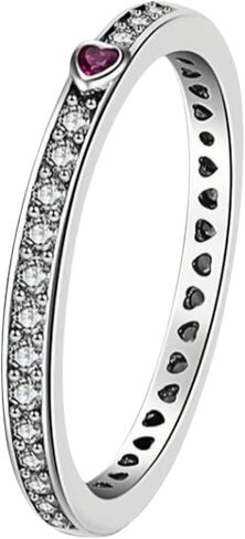 Thin Heart Ring for Women, Cubic Zirconia Band Red Heart Self Love Rings Mother Wife Promise Jewelry Birthday Gifts in Saudi Arabia