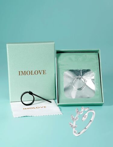 IMOLOVE Moissanite Wedding Bands for Women, 0.2 Carat Simple Moissanite Eternity Adjustable Rings for Women Trendy Elegant Stackable Leaf Rings with 18K White Gold Plated Size 5-10 in Kuwait