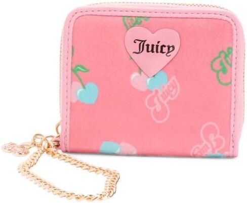 Juicy Couture Pink Lemonade Retro Cherry مع سحاب خلفي لبطاقة الهوية حول المحفظة المنظمة in Kuwait