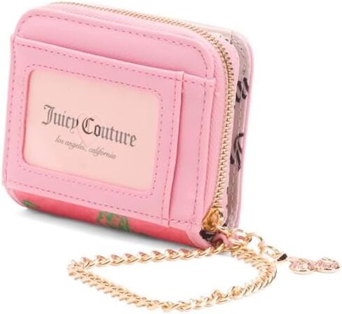 Juicy Couture Pink Lemonade Retro Cherry مع سحاب خلفي لبطاقة الهوية حول المحفظة المنظمة in Kuwait