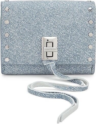 Rebecca Minkoff Darren Metro Small Womens Wallet | Denim Blue | Compact Card Holder with Antique Brass Hardware | Leather Slim Wallet for Women in Kuwait