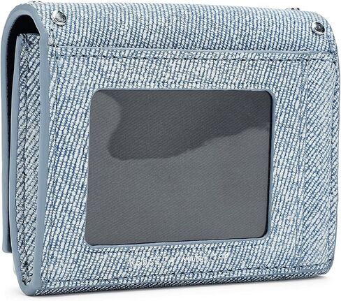 Rebecca Minkoff Darren Metro Small Womens Wallet | Denim Blue | Compact Card Holder with Antique Brass Hardware | Leather Slim Wallet for Women in Kuwait