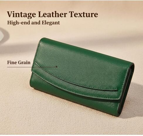 Italian Made Women's Mint Purse Wallet with Genuine Leather Holds 14 Cards and ID Window Ideal Gift (Greeen) in Saudi Arabia