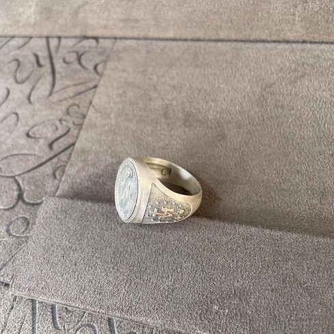 Virgin Mary Miraculous Medal Signet Ring, 925 Sterling Silver, Unisex, Classic, Band-Style, US Size 12 in Saudi Arabia