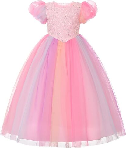 Uhnice Flower Girl Sequin Dress Tulle Ball Gown Formal Dresses for Wedding Party in Kuwait