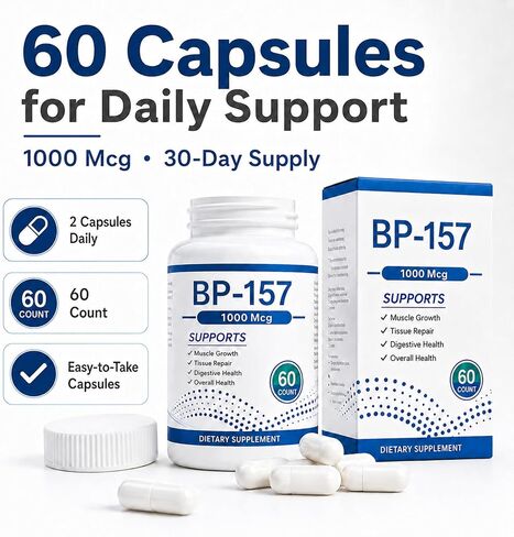 BP 157 Peptide, 1000 Mcg, Supports Muscle Growth, Tissue Repair, 60/120 Pieces (1) in Kuwait