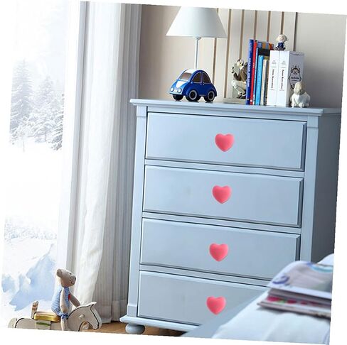 Homoyoyo 4pcs Pink Heart Shaped Drawer Handles Soft Silicone Cute Cabinet Pulls for ’ Room Dresser Wardrobe Furniture Accessories in Saudi Arabia