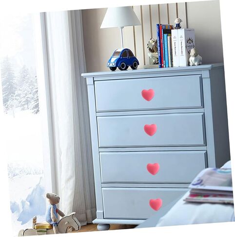 Luxshiny 4pcs Pink Cartoon Heart Shape Drawer Handles Soft Silicone Cabinet Pulls for ’ Room Furniture Wardrobe Accents in Saudi Arabia