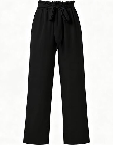 Womens High Waisted Palazzo Pants Belted Wide Leg Long Trousers with Pockets in Kuwait