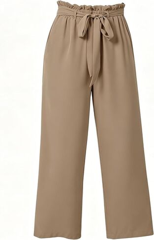 Womens High Waisted Palazzo Pants Belted Wide Leg Long Trousers with Pockets in Kuwait