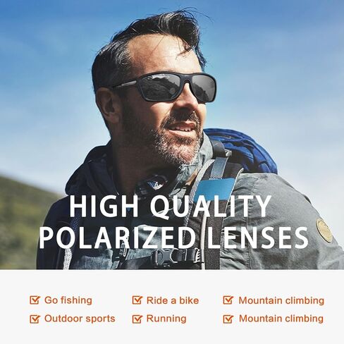 Men’s Polarized Sports Sunglasses UV400 Protection Wrap Around Running Cycling Fishing Sunglasses Lightweight Outdoor Glasses for Men in Kuwait