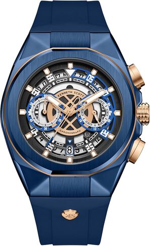 Kenneth Scott Men's Movement Watch, Chronograph Display and Silicone Strap - K26103-NSNB, Blue in Saudi Arabia