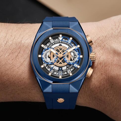 Kenneth Scott Men's Movement Watch, Chronograph Display and Silicone Strap - K26103-NSNB, Blue in Saudi Arabia