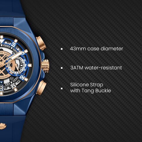 Kenneth Scott Men's Movement Watch, Chronograph Display and Silicone Strap - K26103-NSNB, Blue in Saudi Arabia