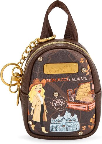 Venetti Cityscape Illustration Coin Purse for Women and Girls, Hand Painted Change Purse with Zipper and Keychain, Mini Backpack Keychain Coin Pouch Cute Small Bag for Cash Coins Cards VN-HB-003-PK in Kuwait