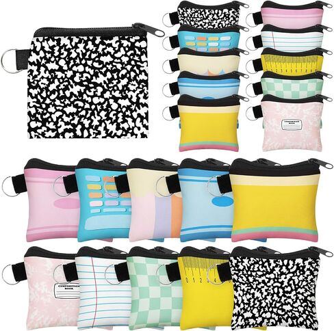 Roowest 20 Pcs Pastel Back to School Gift Small Coin Purse Thank You Teacher Appreciation Gift Pencil Notebook Composition Change Purse Pouch with Zipper for Back to School Travel Storage Organizer in Kuwait