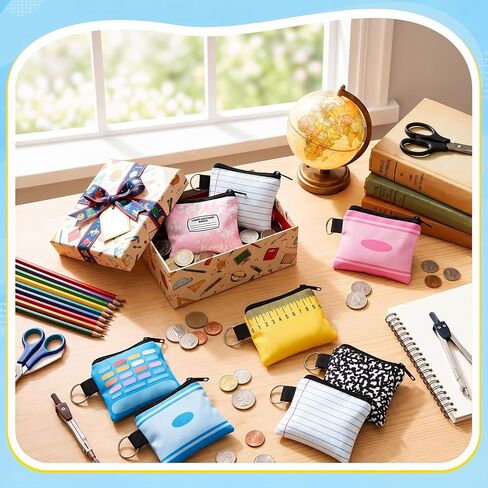Roowest 20 Pcs Pastel Back to School Gift Small Coin Purse Thank You Teacher Appreciation Gift Pencil Notebook Composition Change Purse Pouch with Zipper for Back to School Travel Storage Organizer in Kuwait