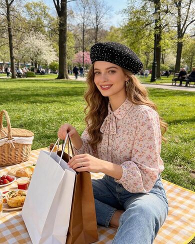 Women Shiny Rhinestone French Black Beret Hat Bling Bling Artist Causal Beanie Cap in Saudi Arabia