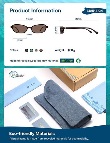 نظارات شمسية مستقطبة مستطيلة الشكل من SOJOS Ocean Collection للنساء والرجال، خفيفة الوزن وضيقة وعصرية على شكل عين القطة، Apex in Kuwait
