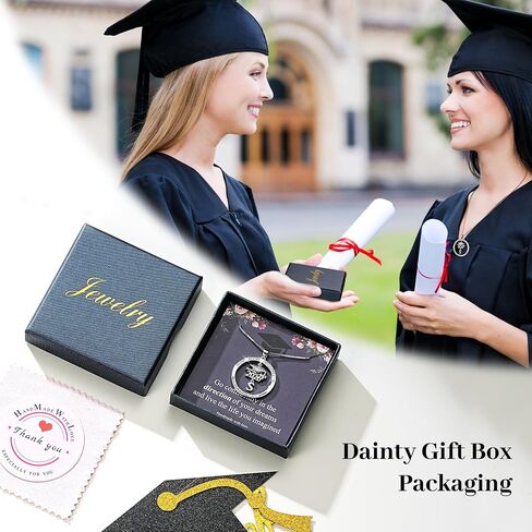 Ritach Graduation Gift for Her - Class of 2026 Graduation Cap Initial Necklace Silver Cubic Zirconia Graduation Necklace Masters Degree High School College Graduation Gift for Her in Saudi Arabia