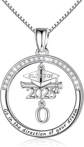 Ritach Graduation Gift for Her - Class of 2026 Graduation Cap Initial Necklace Silver Cubic Zirconia Graduation Necklace Masters Degree High School College Graduation Gift for Her in Saudi Arabia