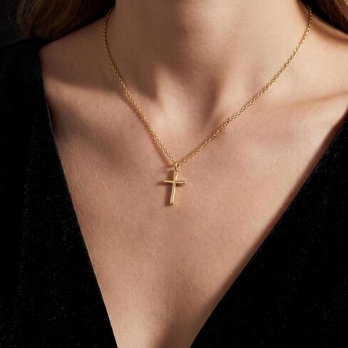 Cross Necklace for Women Gold Cross Necklaces for Women | 14K Gold Cross Necklace for Women Chain Pendant for Women Necklace Modern and Uncluttered Silhouette Crosses Chain Pendant in Saudi Arabia