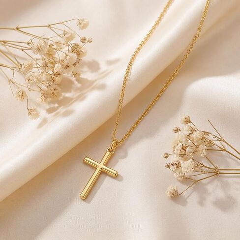 Cross Necklace for Women Gold Cross Necklaces for Women | 14K Gold Cross Necklace for Women Chain Pendant for Women Necklace Modern and Uncluttered Silhouette Crosses Chain Pendant in Saudi Arabia