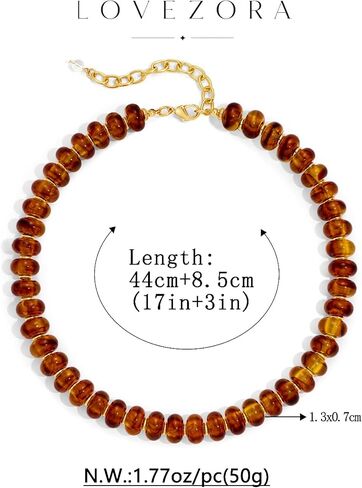 Chunky Beaded Necklace for Women Dainty Boho Colorful Statement Necklace Choker Necklaces Resin Beads Necklace Summer Beach Accessories Jewelry Gifts in Kuwait