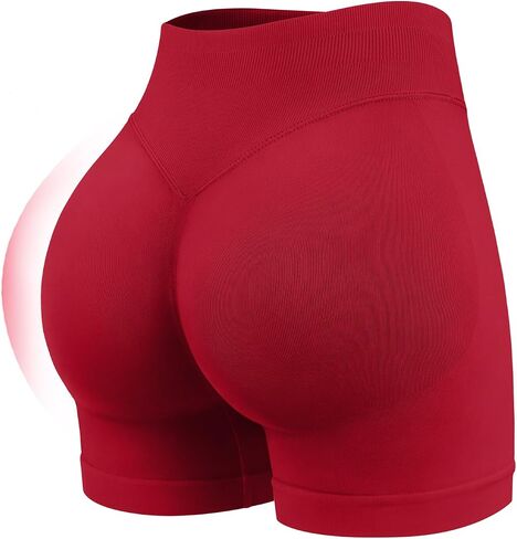 Women's Ribbed Seamless Biker Shorts, High Waist Yoga Shorts, Tummy Control Athletic Workout Shorts for Gym Fitness in Saudi Arabia