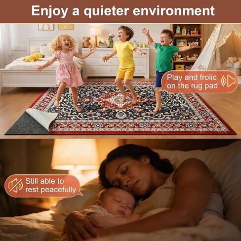 YJ.GWL 4x6 Feet Non Slip Rug Pad 1/4 inch Thick Felt and Silicone Backing, Dual Surface Cushion Rug Gripper for Hardwood Floors, Carpet Liner Keep Rugs in Place, Anti Skid Mat for Under Area Rug in Saudi Arabia