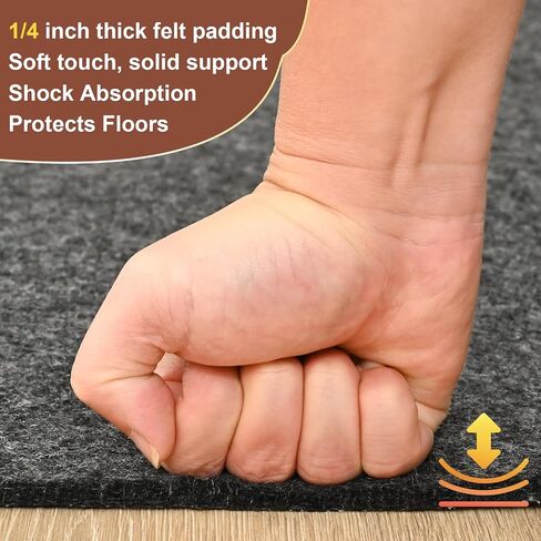 YJ.GWL 4x6 Feet Non Slip Rug Pad 1/4 inch Thick Felt and Silicone Backing, Dual Surface Cushion Rug Gripper for Hardwood Floors, Carpet Liner Keep Rugs in Place, Anti Skid Mat for Under Area Rug in Saudi Arabia